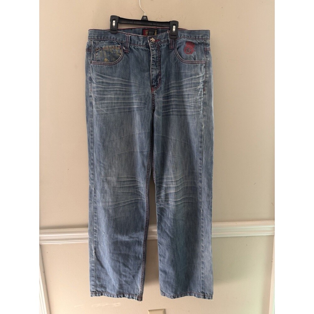 Vintage Y2K Miskeen Original Jeans Men's Size 36x34 Blue Light Denim Pants READ